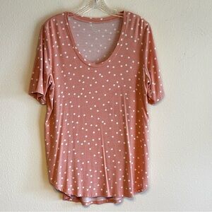 24/7 Maurices Women's  Pink and White Polka Dot Top Sz Large